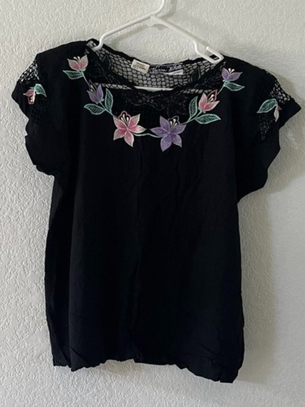 Vintage Embroidered Swiss Dot Top